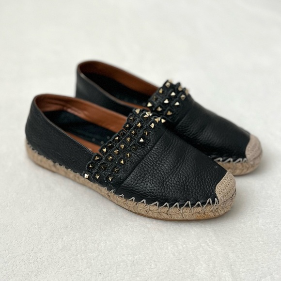 Valentino Rockstud Fringed Leather Espadrille